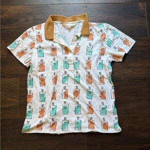 Dior Men's Polo with Bottle Design - White, Green, and Brown